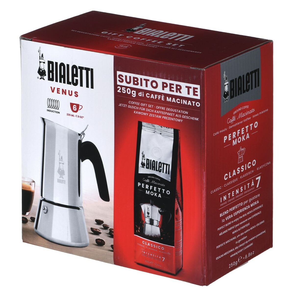 Bialetti Italian Coffee Maker Silver Stainless Steel 240 ml 6 Cups