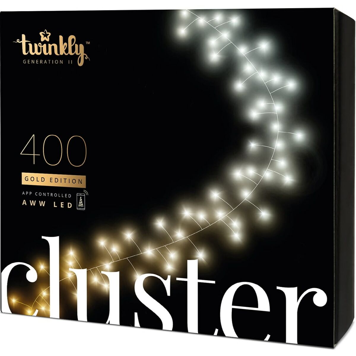 Guirnalda de Luces LED Twinkly CLUSTER Navidad Negro 6 m