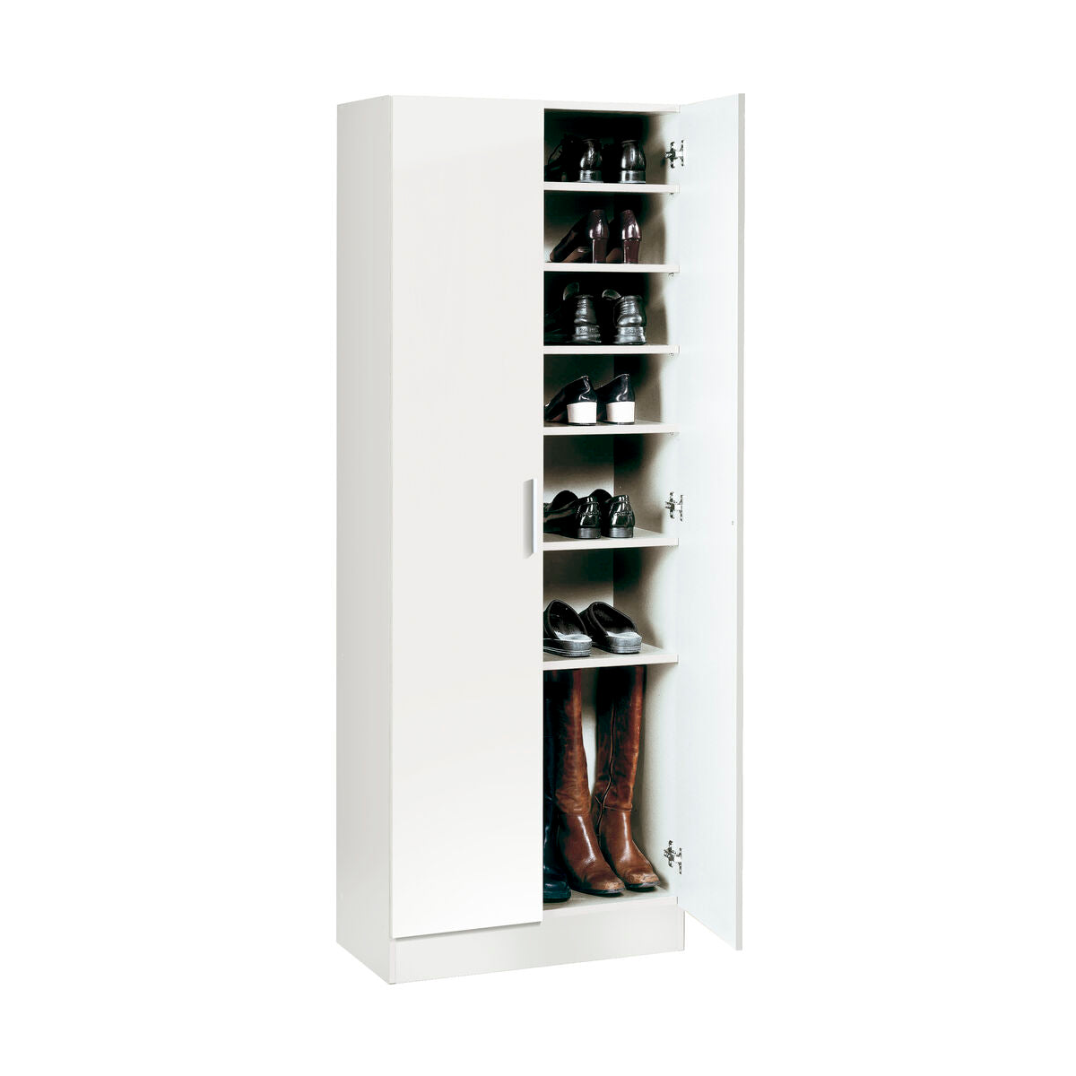 Alexandra House Living Shoe Cabinet White 59 x 171 x 35 cm 2 Doors 7 Shelves