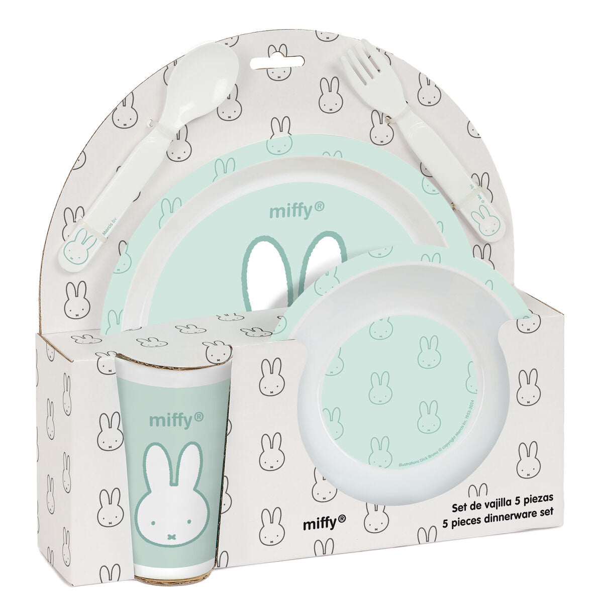 Set de vajilla infantil Miffy Menta (5 Piezas)