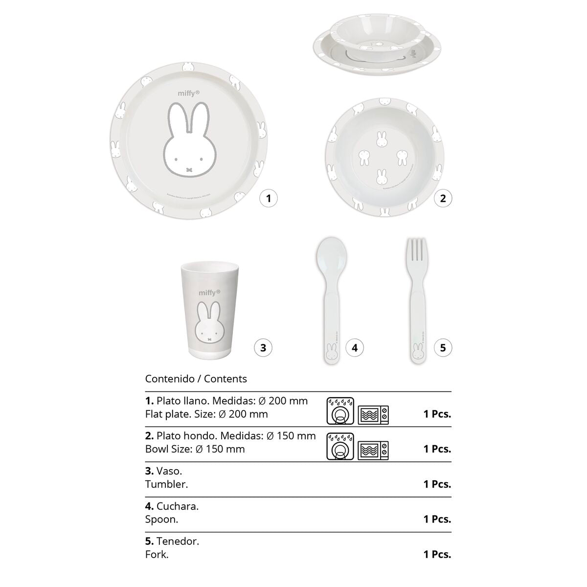 Miffy Fog Children's Tableware Set (5 Pieces)