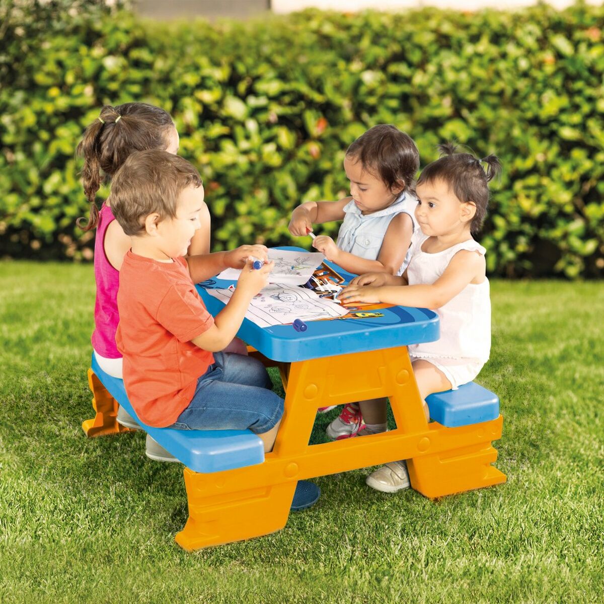 Hot Wheels Children's Table and Play Mat Set Blue Orange Plastic 69 x 42 x 79 cm