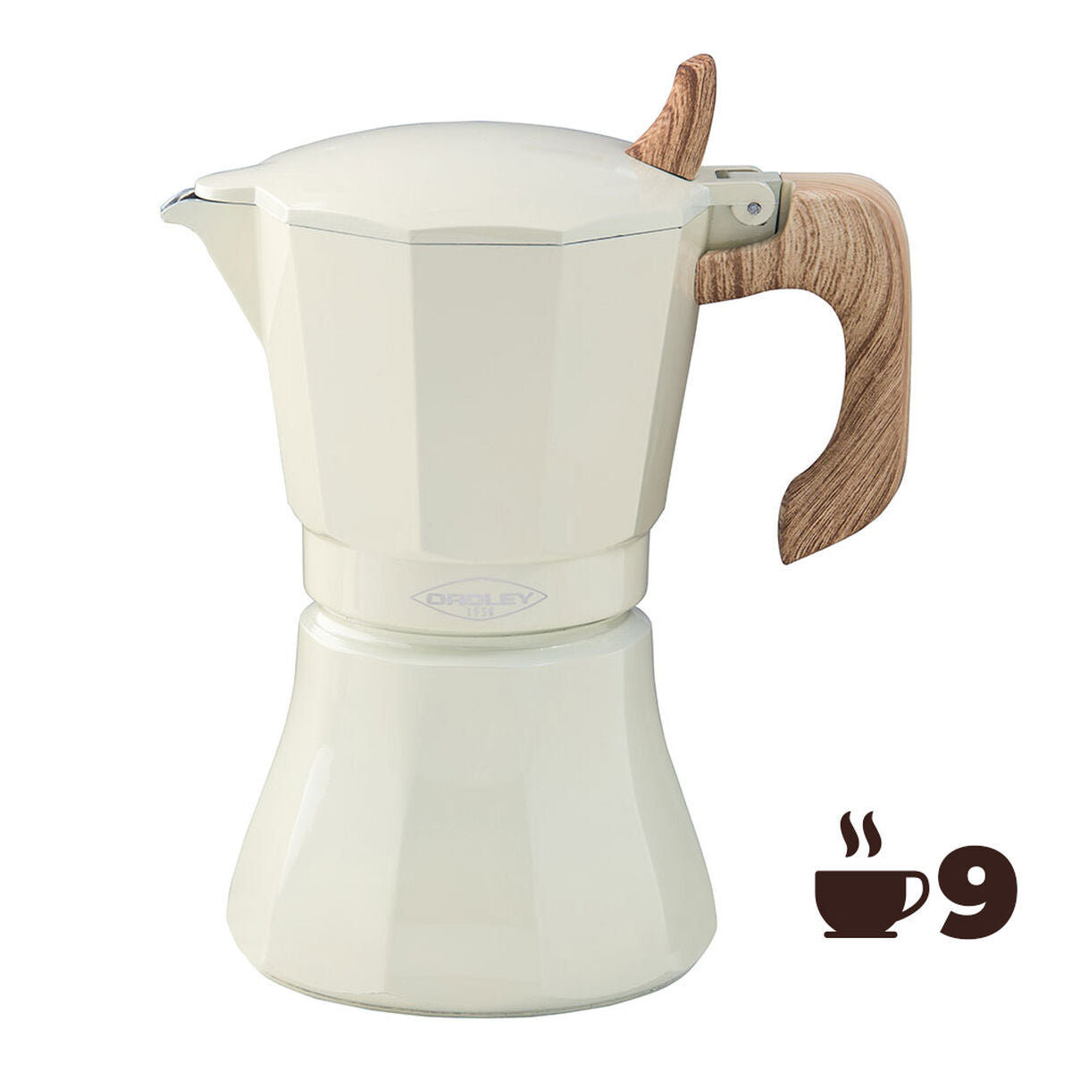 Oroley Petra Italian Coffee Maker 9 Cups Cream Aluminum