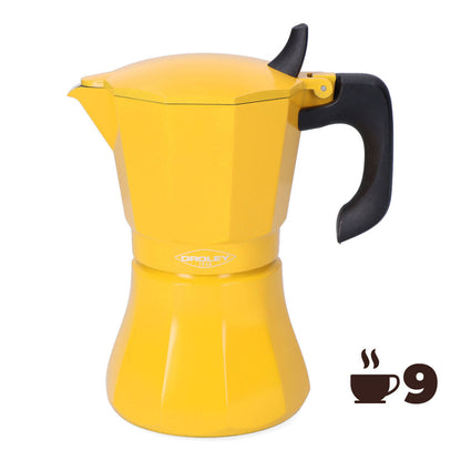 Oroley Petra Italian Coffee Maker Mustard 9 Cups