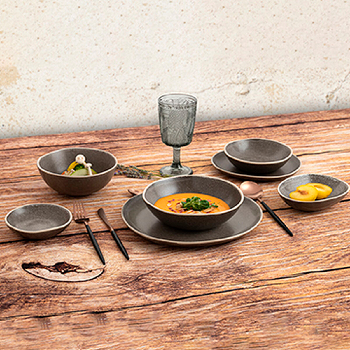 Bidasoa Gio Gray Ceramic Deep Plate 19 cm (6 Units)