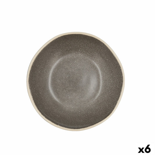 Plato Hondo Bidasoa Gio Cerámica Gris 19 cm (6 Unidades)