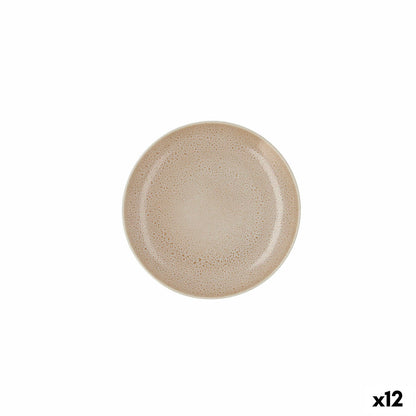 Plato Llano Ariane Porous Cerámica Beige Ø 21 cm (12 Unidades)