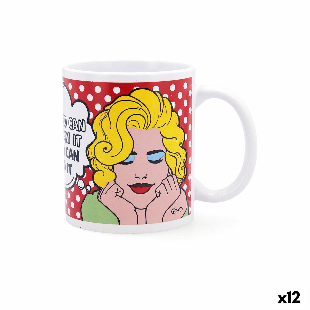 Taza Quid Pin Up Cómics Multicolor Cerámica 330 ml (12 Unidades)