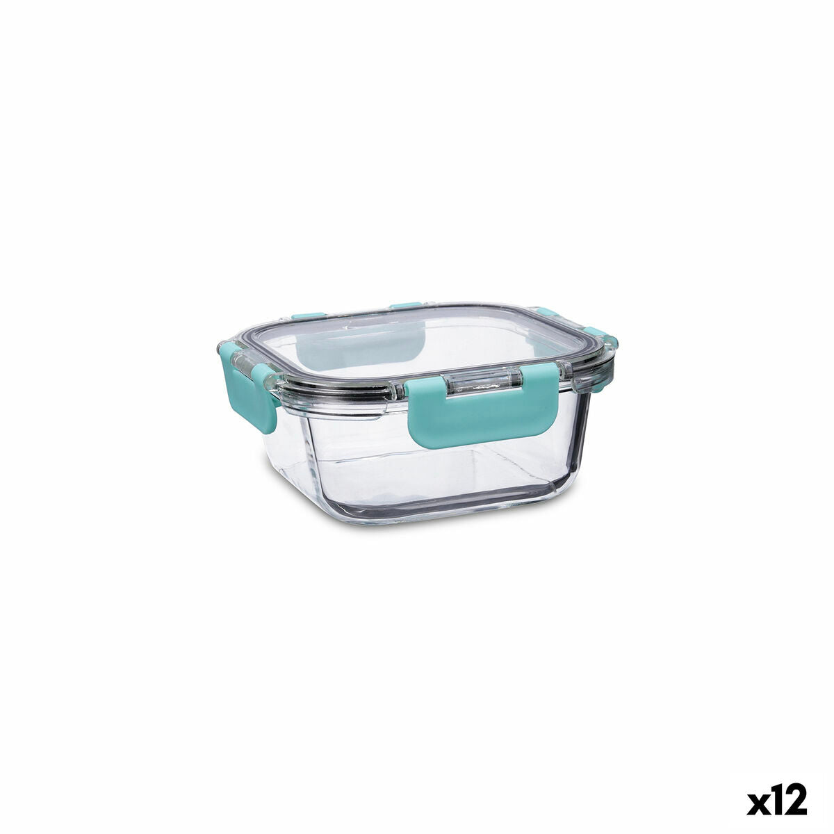 Quid Purity Square Hermetic Lunch Box 530 ml Transparent Glass (12 Units)