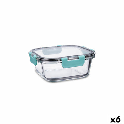 Quid Purity Square Hermetic Lunch Box 800 ml Transparent Glass (6 Units)