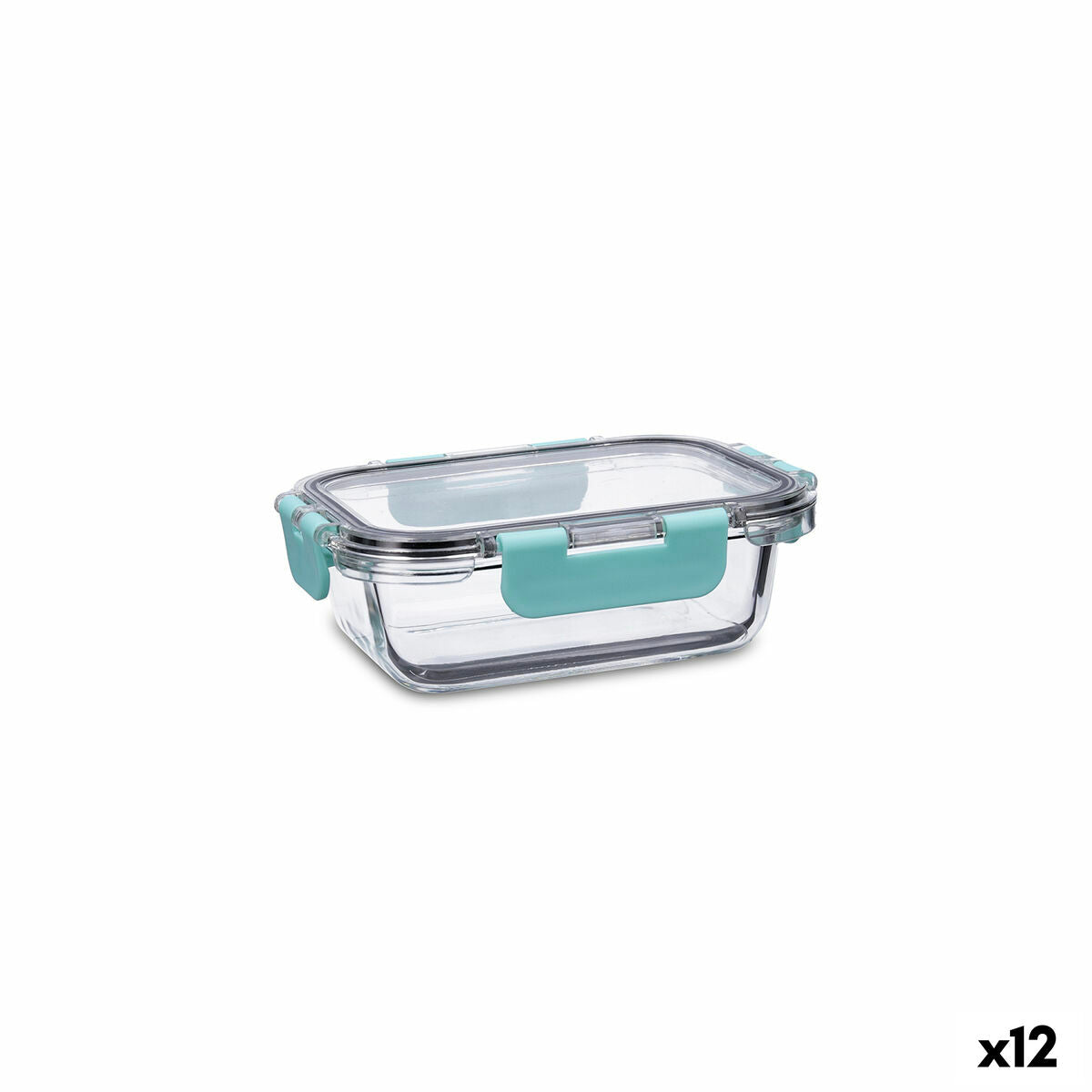 Quid Purity Rectangular Hermetic Lunch Box 370 ml Transparent Glass (12 Units)