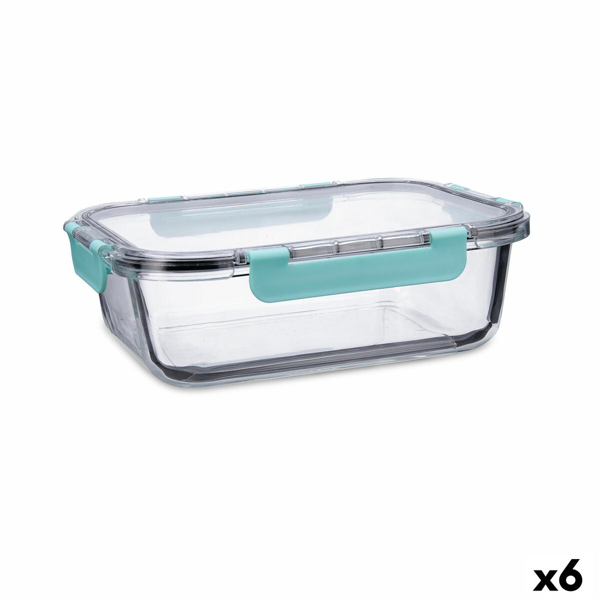 Quid Purity Rectangular Airtight Lunch Box 1.5 L Transparent Glass (6 Units)