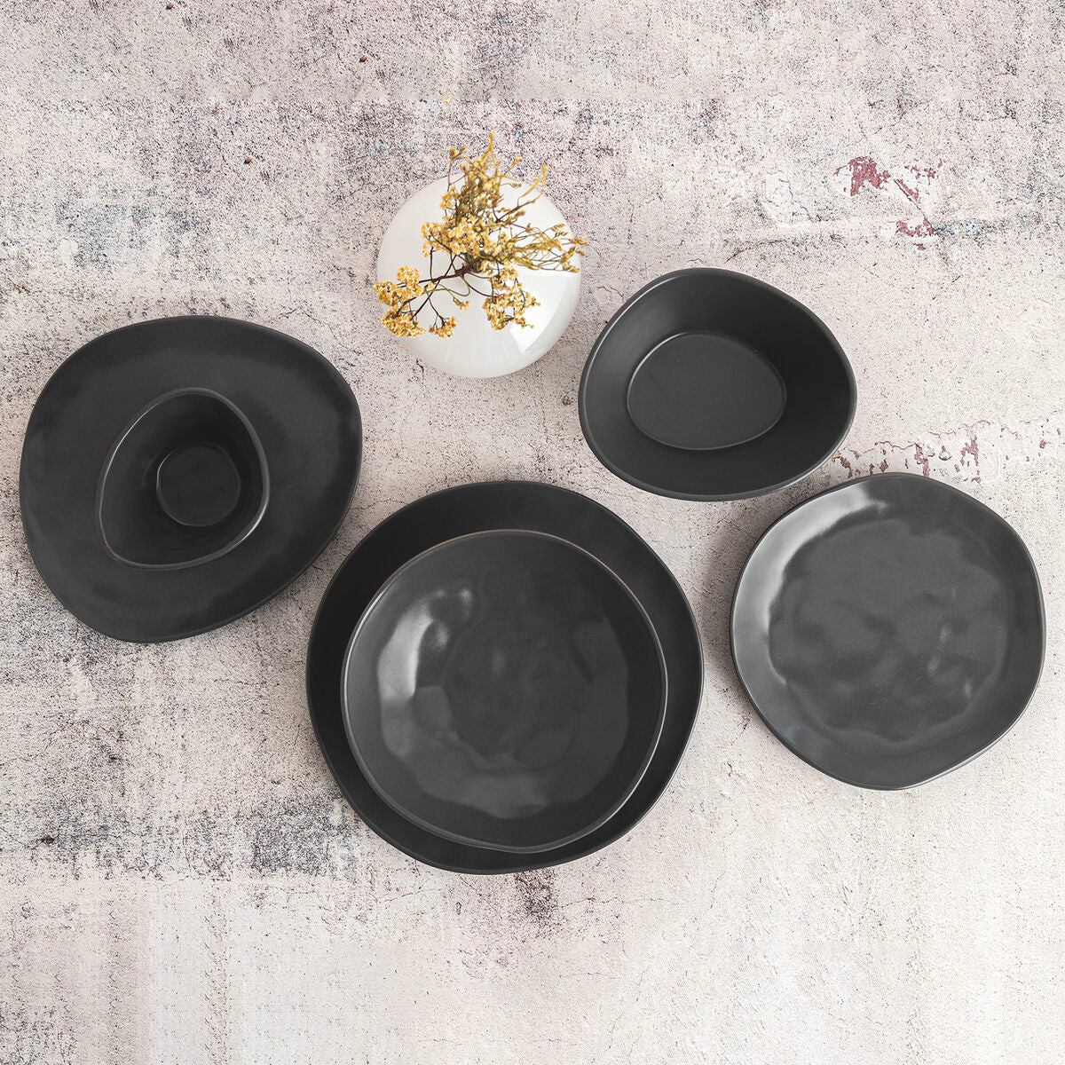 Bidasoa Cosmos Black Ceramic Flat Plate 23 cm (6 Units)