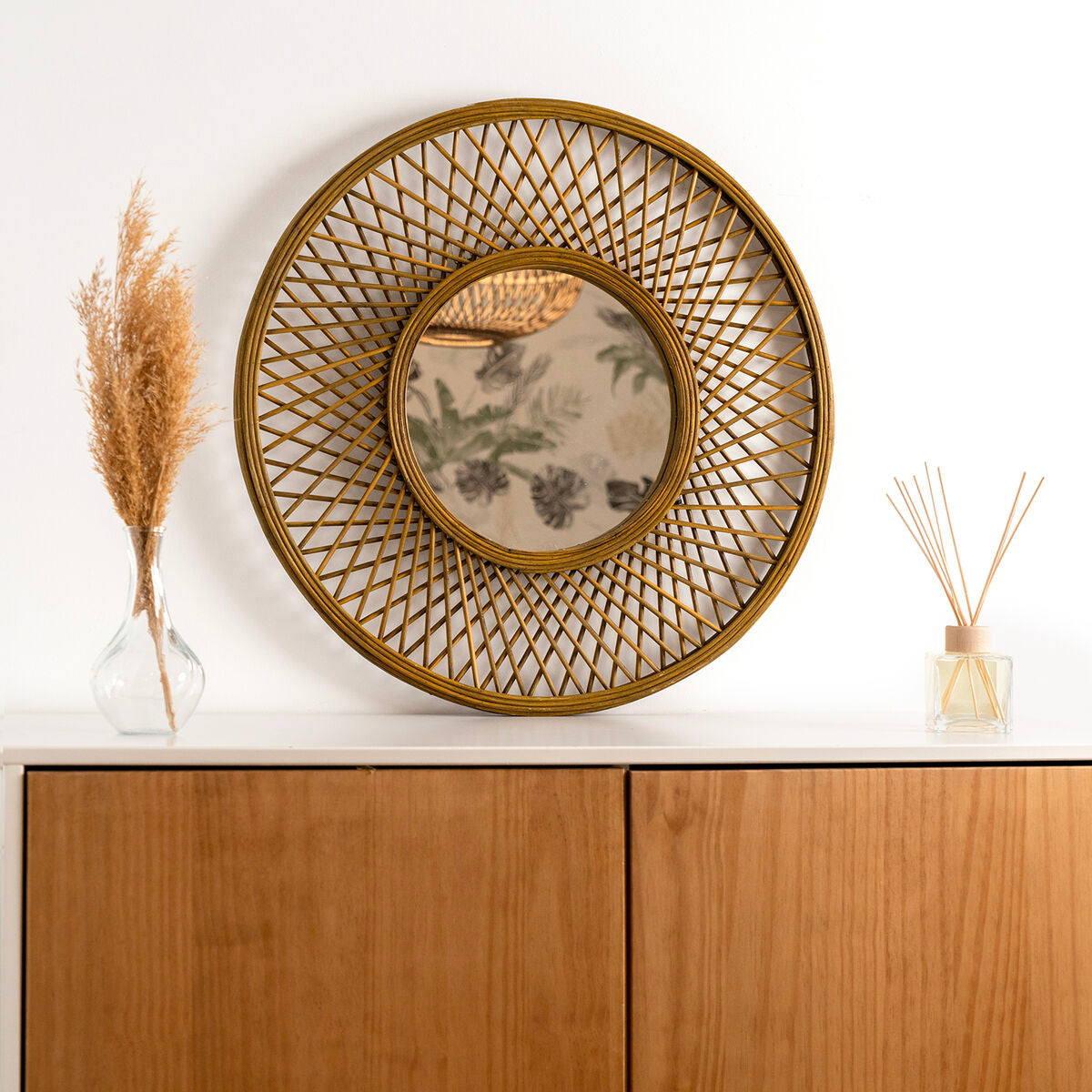 Vinthera Moa Natural Rattan Wall Mirror 59 cm (4 Units)