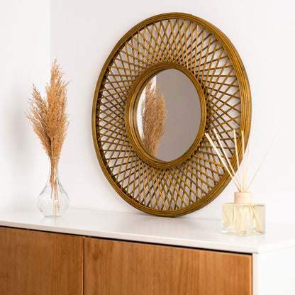 Vinthera Moa Natural Rattan Wall Mirror 59 cm (4 Units)