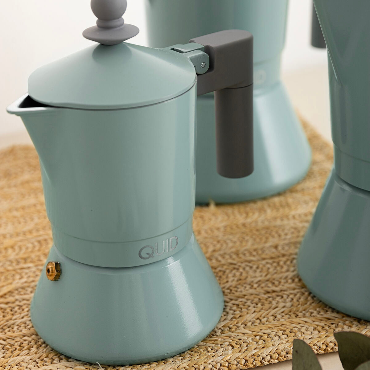 Quid Ozon Italian Coffee Maker Green Metal 3 Cups