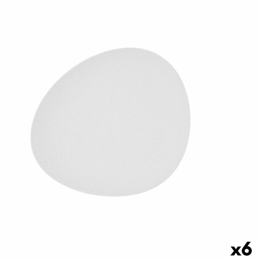 Bidasoa Fossil White Ceramic Oval Flat Plate 28 x 24.8 x 2.5 cm (6 Units)