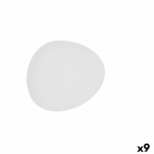 Bidasoa Fossil White Ceramic Oval Flat Plate 22.8 x 20.1 x 2.2 cm (9 Units)