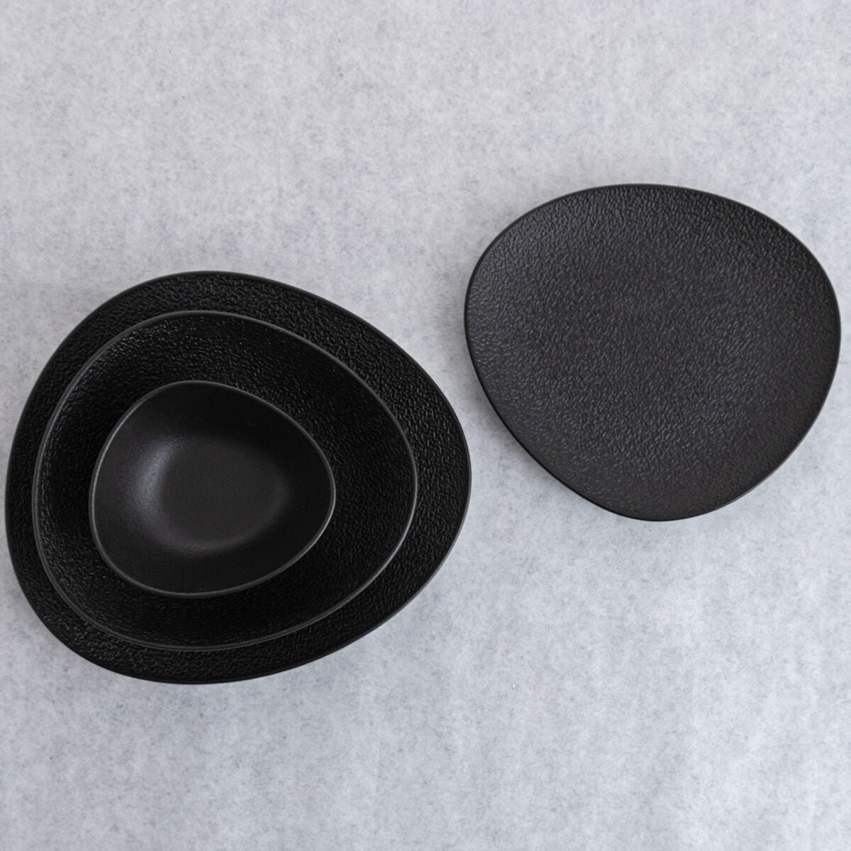 Bidasoa Fossil Black Ceramic Oval Flat Plate 22.8 x 20.1 x 2.2 cm (9 Units)