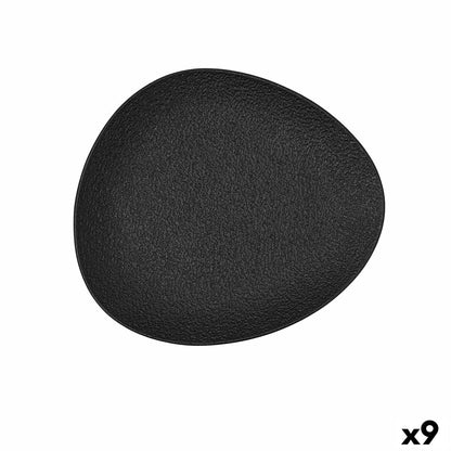 Bidasoa Fossil Black Ceramic Oval Flat Plate 22.8 x 20.1 x 2.2 cm (9 Units)