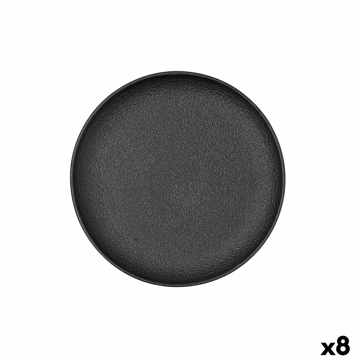 Bidasoa Fossil Black Ceramic Flat Plate 21.3 x 21.2 x 2.2 cm (8 Units)