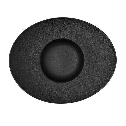 Bidasoa Fossil Black Ceramic Oval Deep Plate 27.3 x 22.2 x 5.7 cm (8 Units)