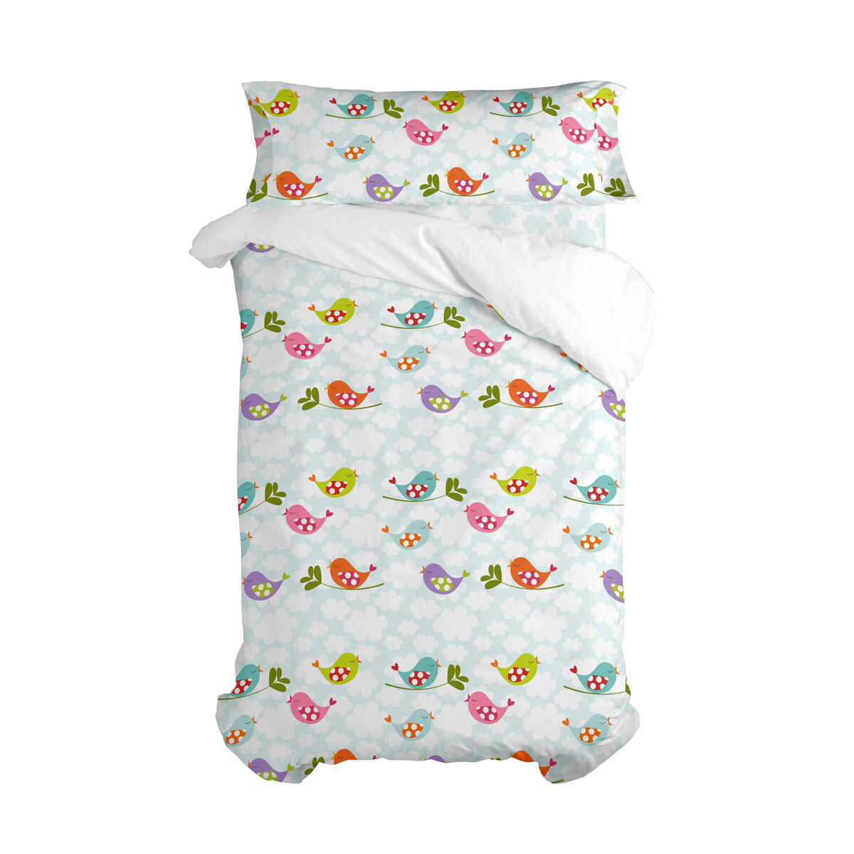 Juego de funda nórdica HappyFriday Mr Fox Little birds Multicolor Cama de 80/90 2 Piezas