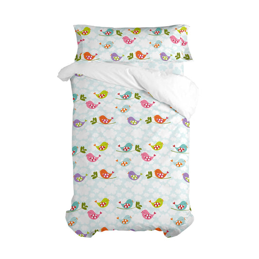 Juego de funda nórdica HappyFriday Mr Fox Little birds Multicolor Cama de 80/90 2 Piezas