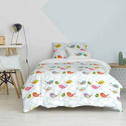 Juego de funda nórdica HappyFriday Mr Fox Little birds Multicolor Cama de 80 2 Piezas