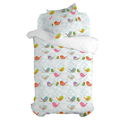 HappyFriday Mr Fox Little birds Multicolor Duvet Cover Set 80 Bed 2 Pieces