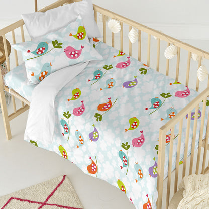 HappyFriday Mr Fox Little birds Multicolor Baby Crib Duvet Cover Set 2 Pieces