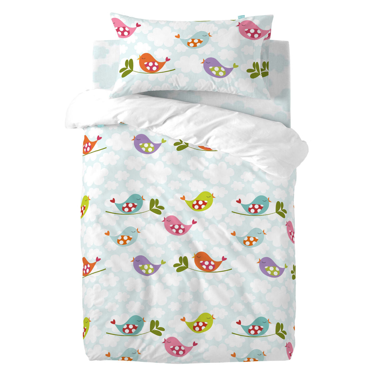 HappyFriday Mr Fox Little birds Multicolor Baby Crib Duvet Cover Set 2 Pieces