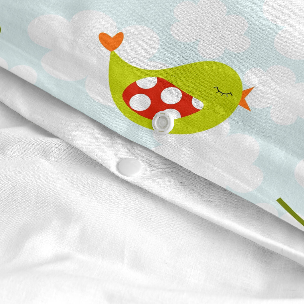 HappyFriday Mr Fox Little birds Multicolor Baby Crib Duvet Cover Set 2 Pieces