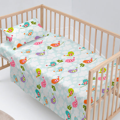 HappyFriday Mr Fox Little Birds Multicolor Baby Crib Sheet Set 2 Pieces