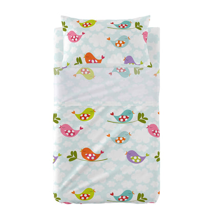 HappyFriday Mr Fox Little Birds Multicolor Baby Crib Sheet Set 2 Pieces