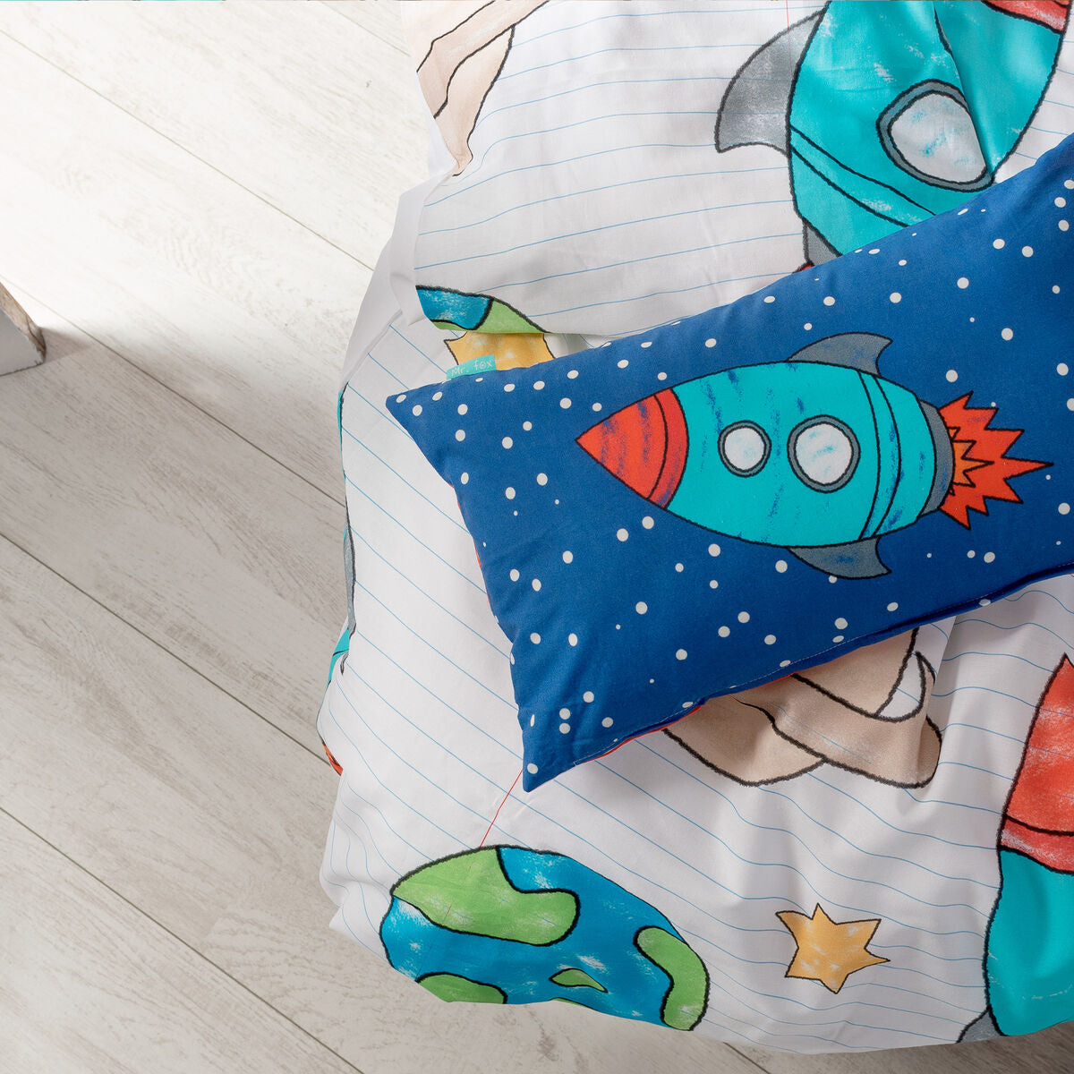 HappyFriday Mr Fox Space Rocket Multicolor 2 Piece Duvet Cover Set