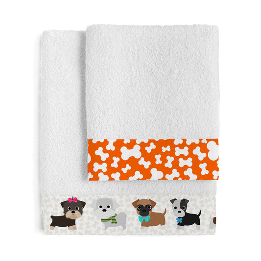 HappyFriday Mr Fox Dogs Multicolour Towel Set 2 Pieces