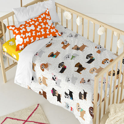 HappyFriday Mr Fox Dogs Multicolor Baby Crib Duvet Cover Set 2 Pieces