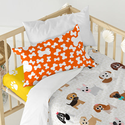 HappyFriday Mr Fox Dogs Multicolor Baby Crib Duvet Cover Set 2 Pieces