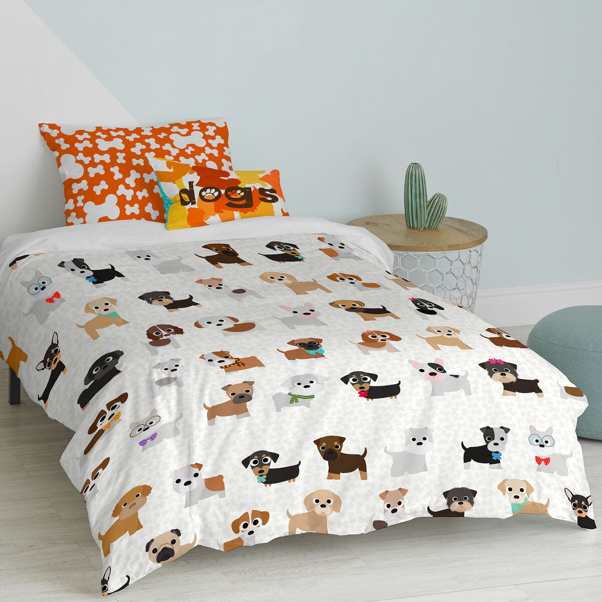 HappyFriday Mr Fox Dogs Multicolor Duvet Cover Set 80 Bed 2 Pieces