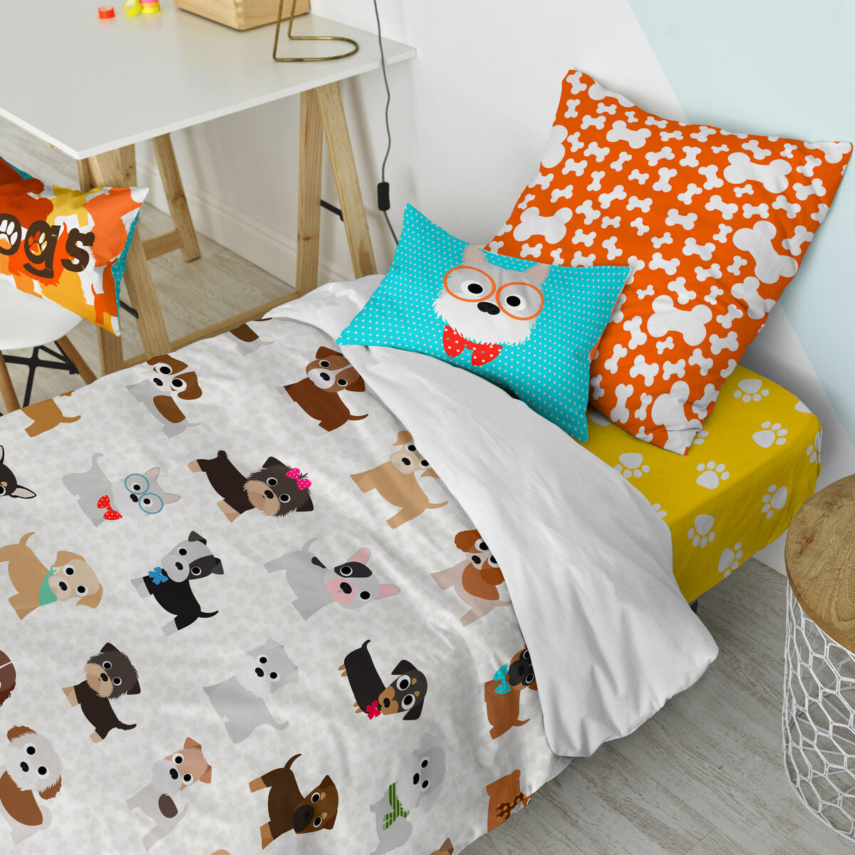 HappyFriday Mr Fox Dogs Multicolor Duvet Cover Set 80 Bed 2 Pieces