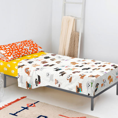 HappyFriday Mr Fox Dogs Multicolor Bed Sheet Set 80/90 2 Pieces