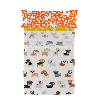 HappyFriday Mr Fox Dogs Multicolor Bed Sheet Set 80/90 2 Pieces