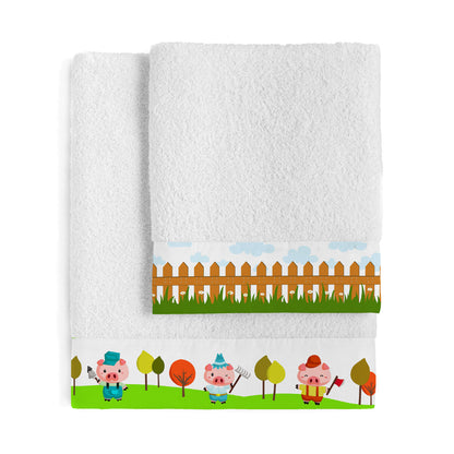 HappyFriday Mr Fox Piggys Towel Set Multicolour 2 Pieces