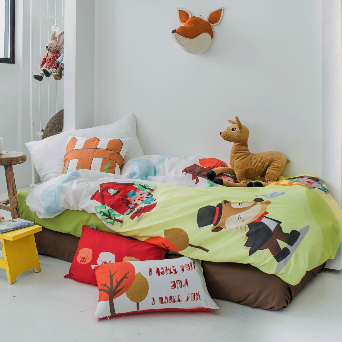 HappyFriday Mr Fox Piggys Multicolour Duvet Cover Set 80cm Bed 2 Pieces