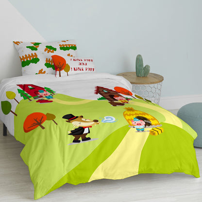 HappyFriday Mr Fox Piggys Multicolour Duvet Cover Set 80cm Bed 2 Pieces