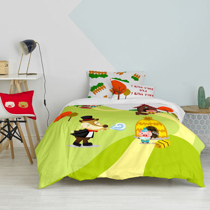 HappyFriday Mr Fox Piggys Multicolour Duvet Cover Set 80cm Bed 2 Pieces