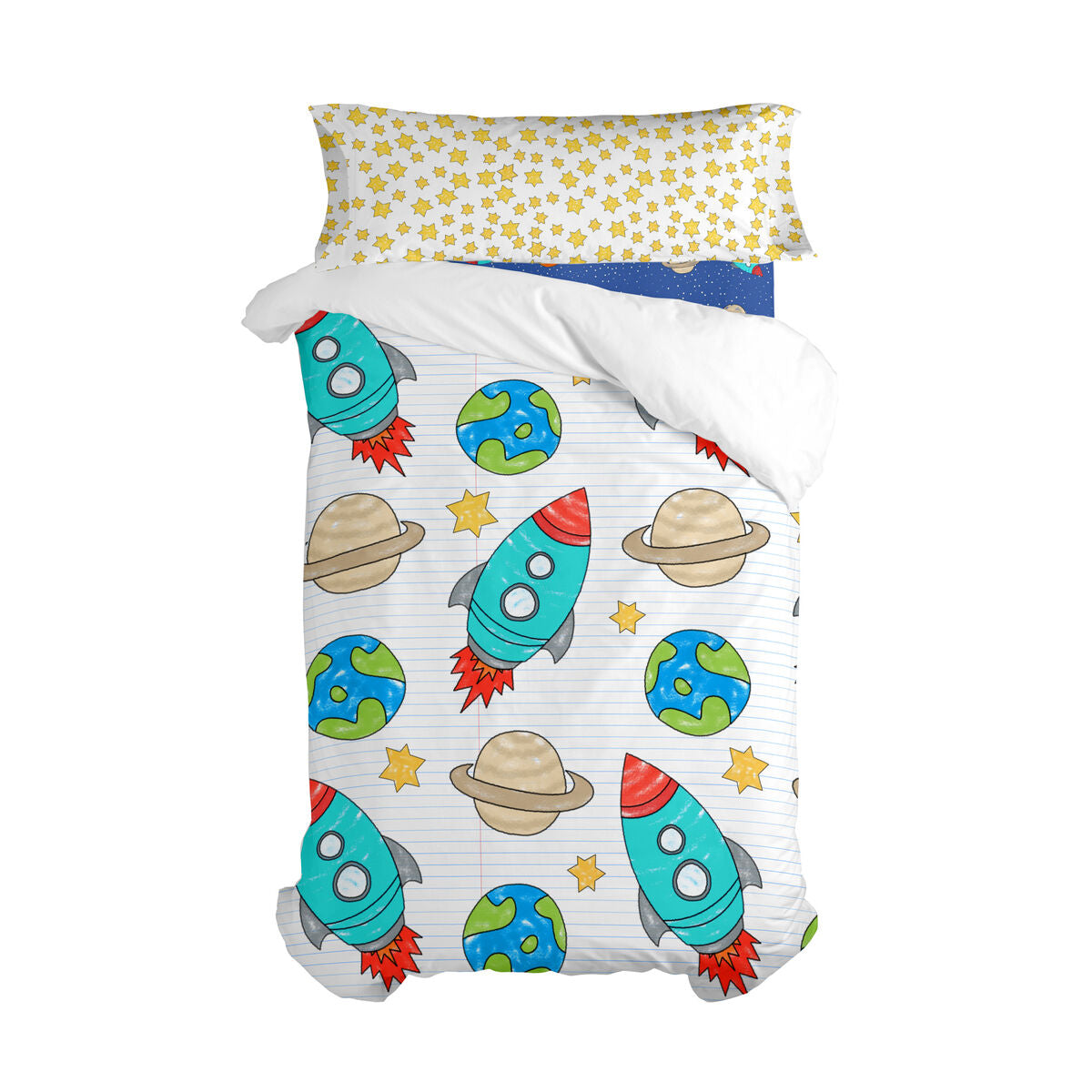 Juego de funda nórdica HappyFriday Mr Fox Space rocket Multicolor Cama de 105 2 Piezas