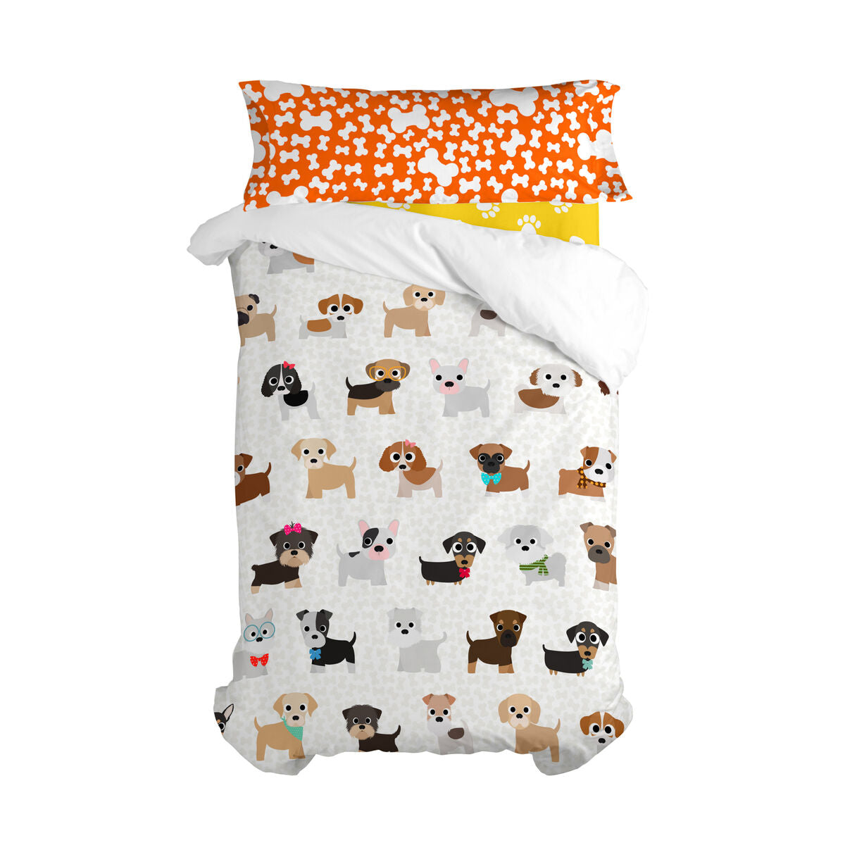 Juego de funda nórdica HappyFriday Mr Fox Dogs Multicolor Cama de 105 2 Piezas