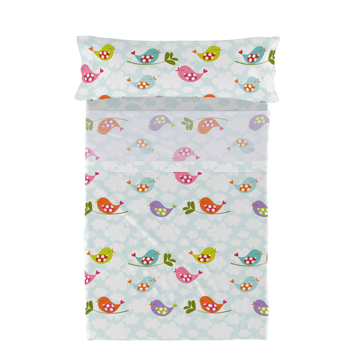 HappyFriday Mr Fox Little Birds Multicolor Bed Sheet Set 105 2 Pieces